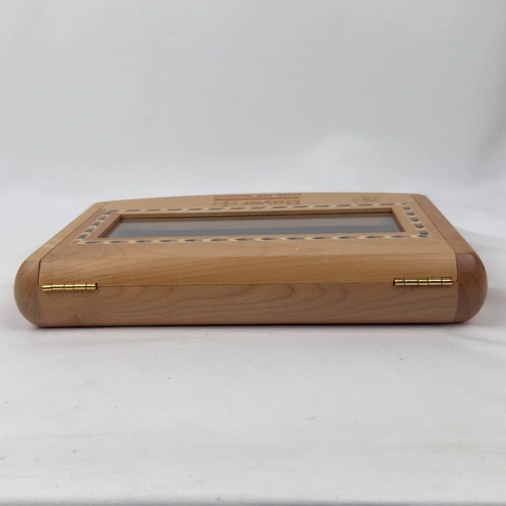 VTG Bayer Pharmaceutical Advertising Desk Display Wood Pen Holder Promo